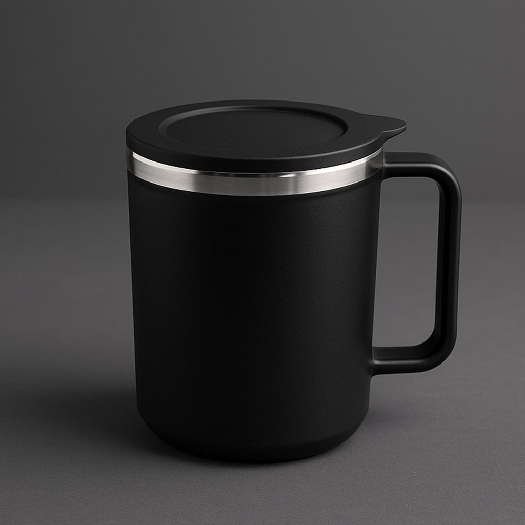 Insulated mug with the silicone lid removed showing the 400ml interior