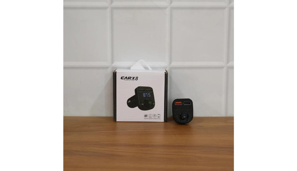 Bluetooth Car Charger with retail packaging box shown alongside the device