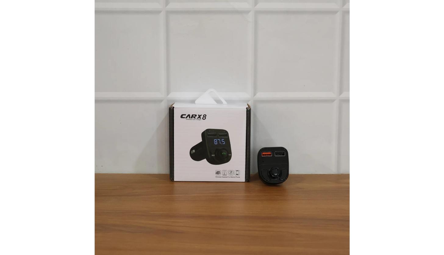 Bluetooth Car Charger with retail packaging box shown alongside the device