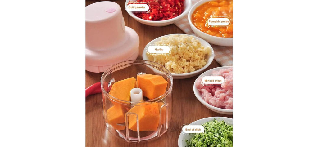 Rechargeable Mini Electric Vegetable & Garlic Chopper – versatile for chili, pumpkin, garlic, meat and greens