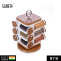 12-jar revolving spice rack masala box with transparent lids